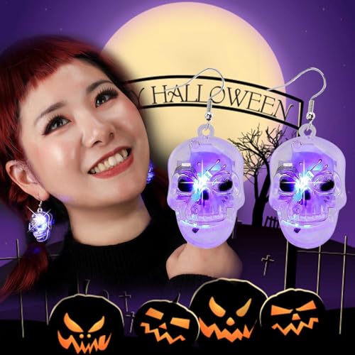 Halloween Light Up Earrings Led Skull Spider Dangle EarringsGrowing Pumpkin Ghost Drop Earrings Cute Holiday Festive Party Earrings Jewelry for Women2
