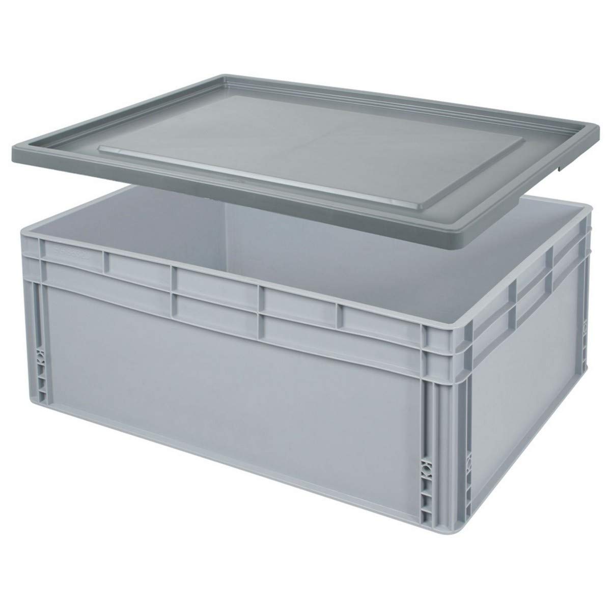 BRB Eurobox BxTxH 800x600x320 mm, 130 Liter, mit Stülpdeckel, 2 Griffleisten, Industriequalität, lebensmittelecht