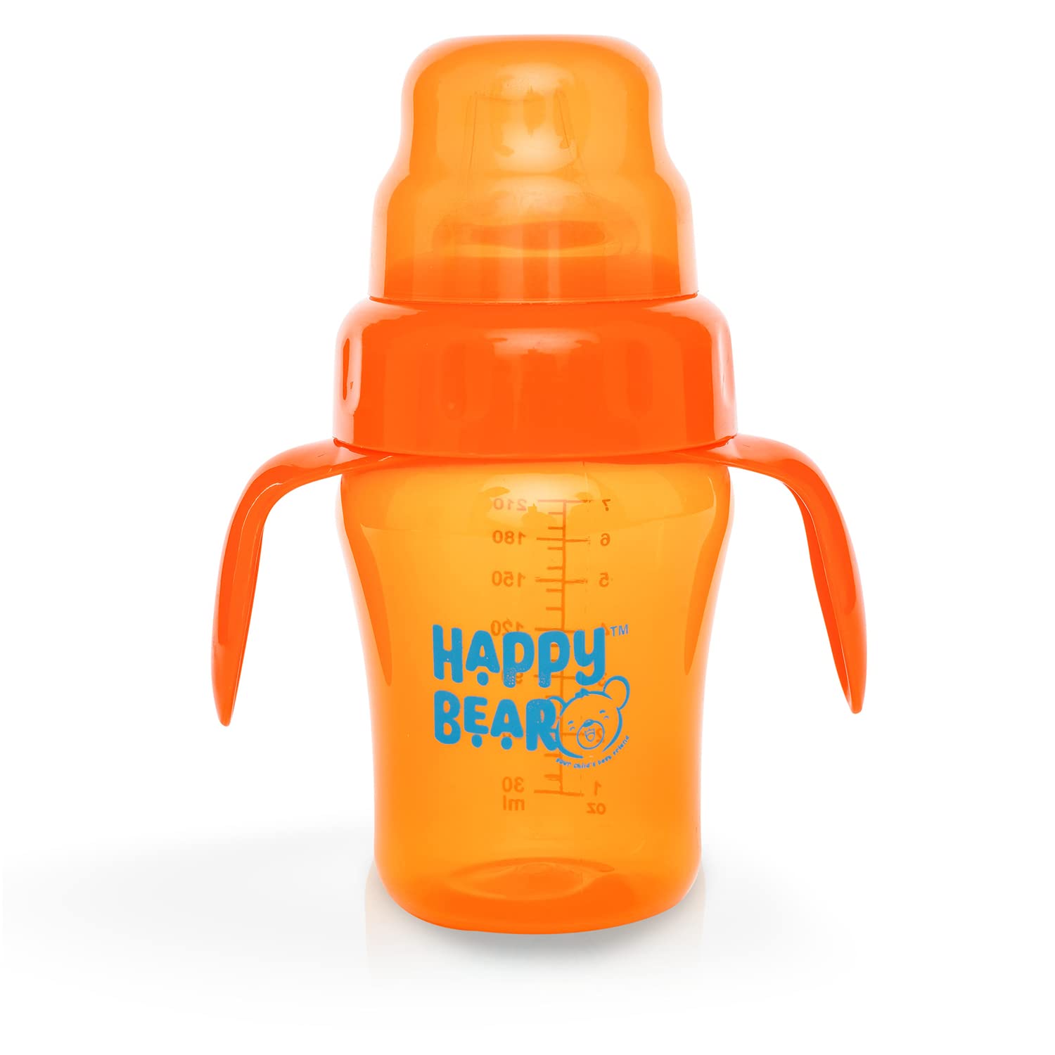 HAPPY BEAR 2 in 1 Spout and Straw Sipper 250ml | 2in1 | Spout and Straw | BPA Free | Twin Handle | Polypropylene Plastic | Plastic Sipper Cup - 250 ml (Orange)-image-31