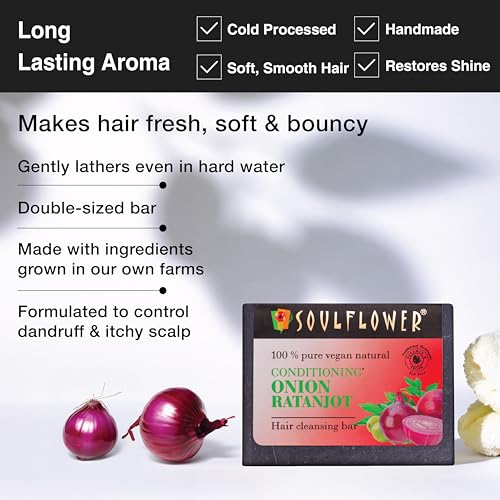 Image of Soulflower Conditioning Onion Ratanjot Hair Cleansing Bar, 150 g