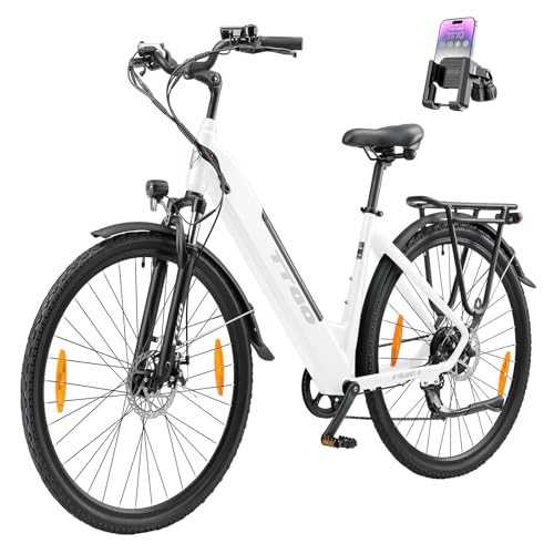 ttgo 28 Zoll E Bike, Elektrofahrrad mit 250W Heckmotor 36V 20 Ah Herausnehmbarem Akku 25 km/h 7 Gang Scheibenbremsen Reichweite 90–110 km, City E Bike für den Stadtverkehr, HZ-28ST (Perlweiß)