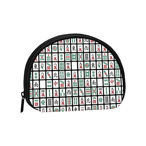 Portable Coin Purse Funny Mahjong Hipster Mini Zippered Money Pouch Card Holder