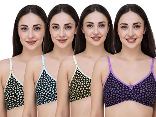 Image of Fasense Women's Cotton Leaf Print Medium Coverage Wire Free Non Padded Bra