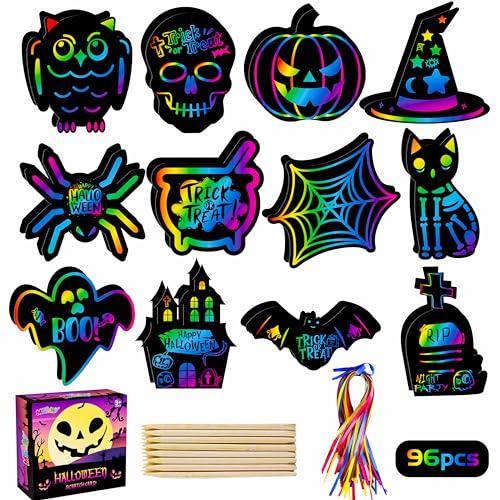 MGparty Scratch Paper Art for Kids - 96 Pcs Halloween Magic Rainbow...