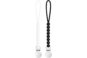 Cutie Clip 2 Pack - Pacifier Clip Holder Silicone (Judy-White/Judy-Black)