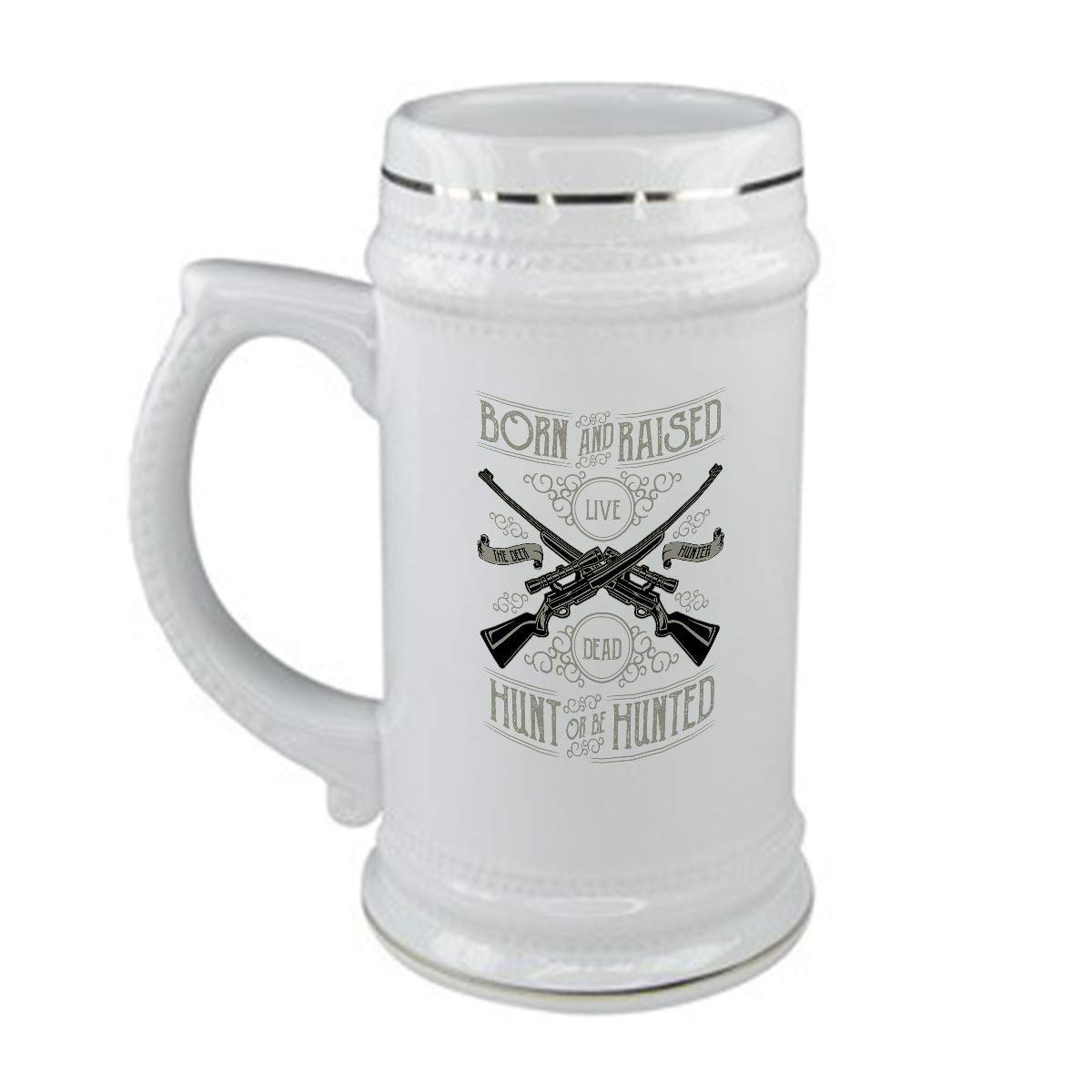 bubbleshirt Boccale da birra Hunt or be hunted - cacciare o essere cacciato - in ceramica - capienza 50 cl - idea regalo
