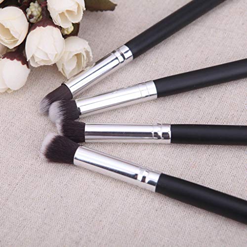 KYLIE-Soft-Horse-Bristle-Pencil-Brush-Black-Silver-Set-of-4