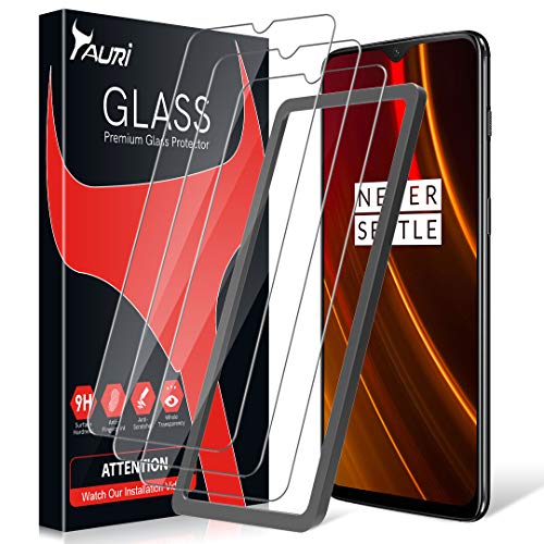 TAURI Protector de Pantalla para OnePlus 6T [3 Piezas] [Kit Fácil de Instalar] [2.5D Borde] [9H Dureza] Vidrio Templado