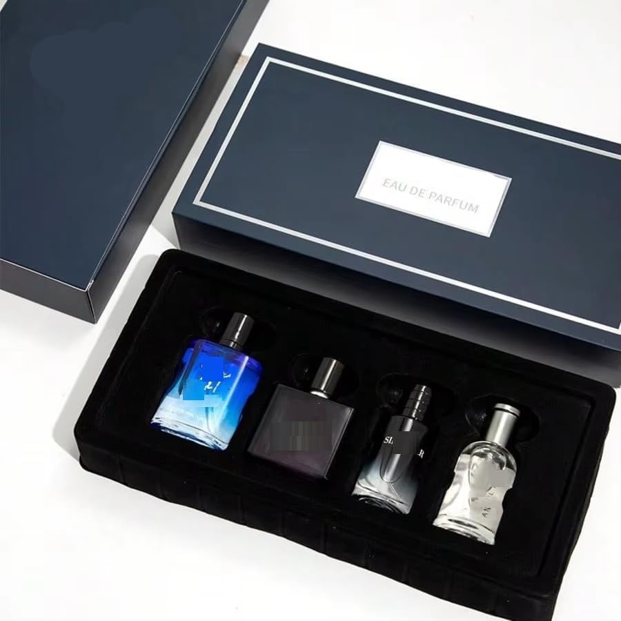 Set de 4 piezas de perfume de regalo para hombres, Eau De Parfum para hombres, set de perfume de fragancia fresca de larga duración, artículo de