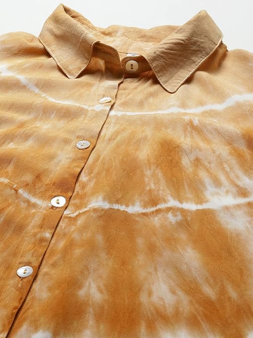Image of Maaesa - Women Handcrafted Tie-Dye Rayon Shirt | Casual & Office Wear | Relaxed Fit | Long Sleeve | Breathable & Lightweight Fabric