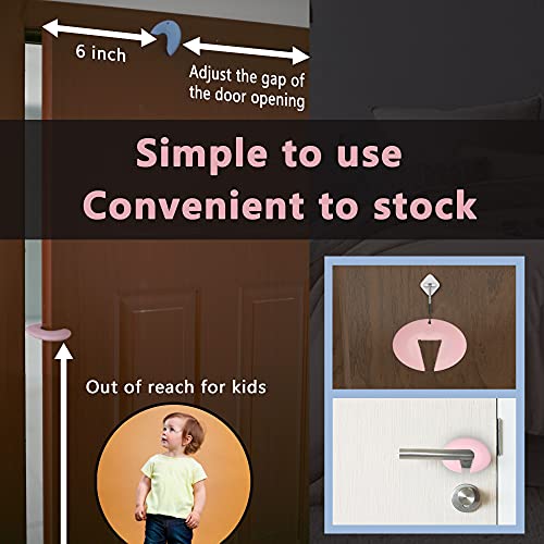 Image of Neobay Door Pinch Guard and Door Slam Stopper, Durable Silicone Door Finger Pinch Guard, Prevents Slamming on Even Heavy Doors, Non-Toxic & Pet Friendly, 6 Packs Pink.