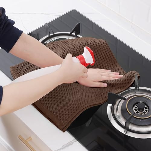 Image of Homaxy 100% Cotton Waffle Weave Kitchen Dish Towels, Ultra Soft Absorbent Quick Drying Cleaning Towel, 13 x 28 Inches, 18-Pack, Coffee