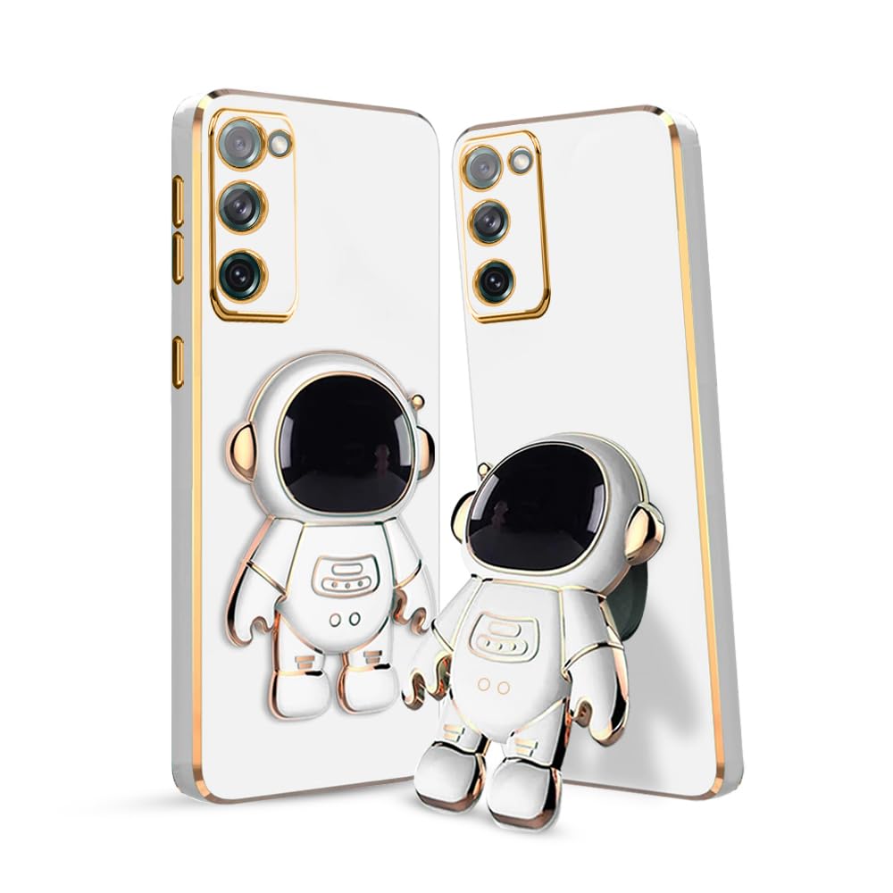 KARWAN®️ 3D Astronaut with Folding Stand Back Cover Case Compatible for Samsung Galaxy S20FE | Slim electroplated case | Stand case | Soft TPU | Space Astro Theme | Camera Protection-White (B0CQYH53MM) Amazon Price History, Amazon Price Tracker