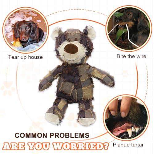 Generisch Unzerstörbares Hundespielzeug, 2026 Neu Hunde Robust Bear, 28CM Indestructible Robust Bear Süßes quietschendes Hundespielzeug Plüsch Kauspielzeug Für Kleine/Mittelgroße Hunde (Grau, S)