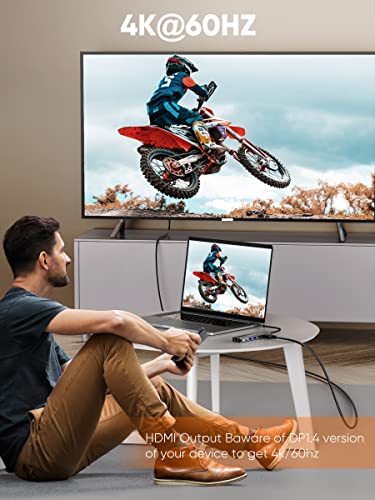 Image of CableCreation 7-in-1 USB C Hub Multiport Adapter, USB Type C to 4K@60Hz HDMI, 1000M Ethernet, 2 USB 3.0 Ports, 100W PD and SD /TF Cards Reader Adapter for Laptop MacBook Pro /Air,iPhone 15 Pro Max