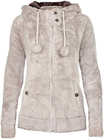 Fleecejacke Damen Mit Kapuze - Sherpa Teddy Fleece Warm Winterjacke