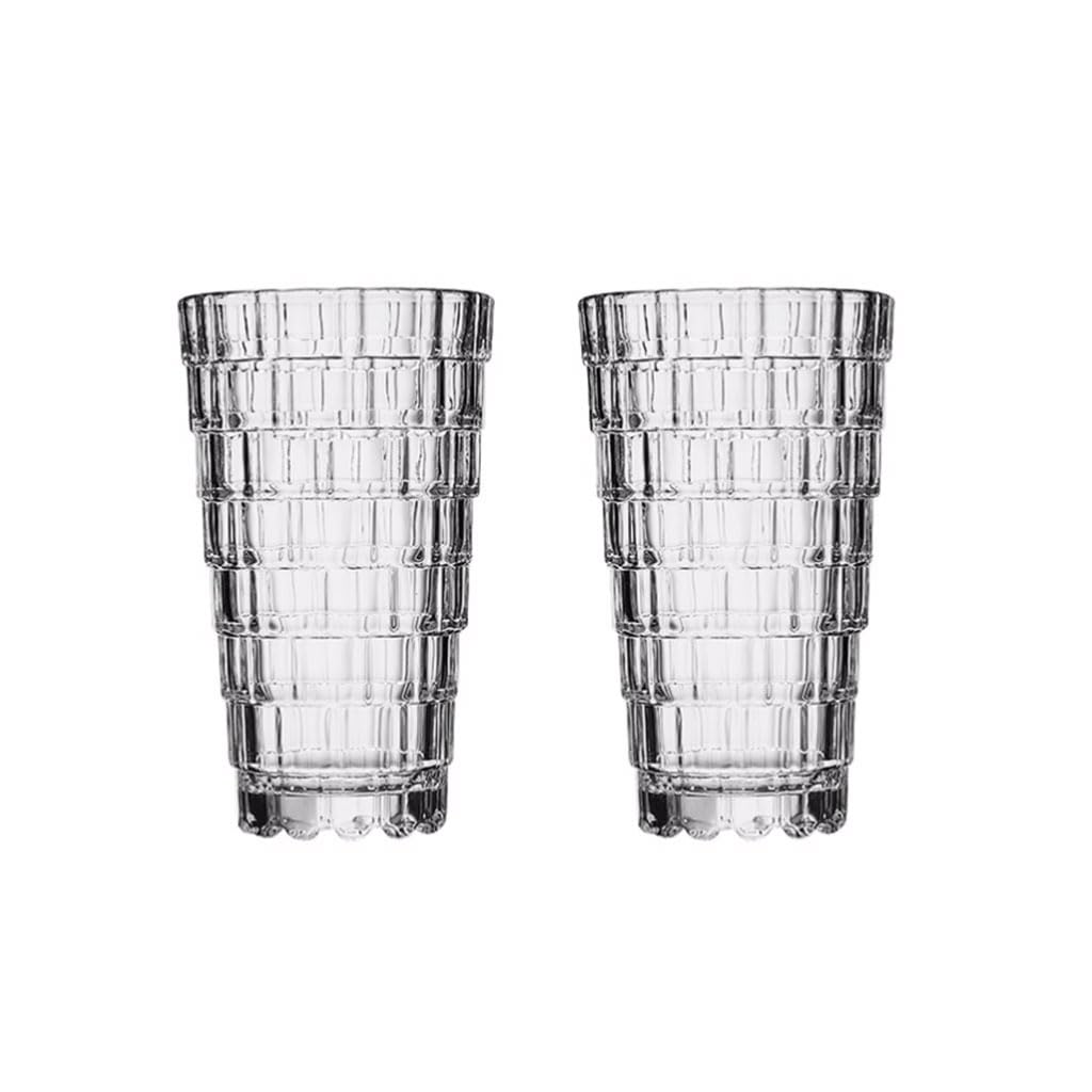 PEKJI Home Simple Glass Drinking Cup Transparent Juice Beverage Cup Creative Whiskey Cocktail Glasses Beer Mug ice Coffee Cup, Large, 2 Pack
