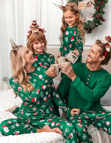 Ekouaer Family Christmas Pajamas Matching Sets Womens Mens Pjs Long Sleeve Sleepwear Holiday Lounge Sets