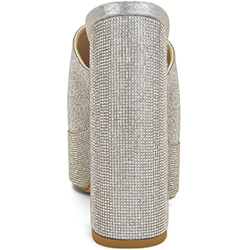 Dsevht Chunky Platform Sandals for Women,Slip On Square Toe Platform Mules with High Heel3