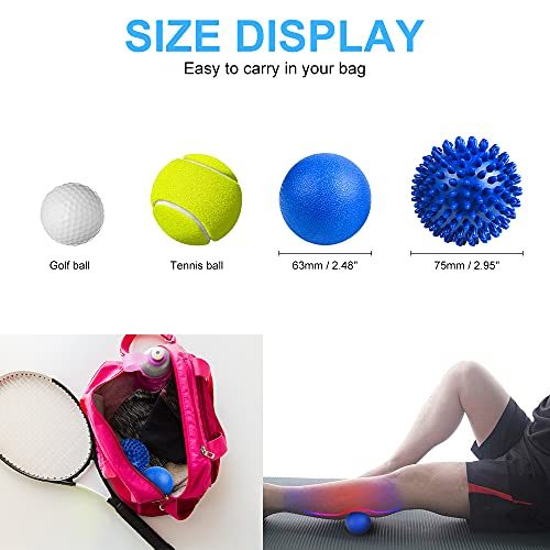 URAQT Spiky Massage Ball Set, 2 Pack Physical Therapy Massage Balls, Hard Lacrosse Ball & Spiky Massage Ball for Myofascial Release and Trigger Point Deep Tissue Massage (Blue) - Thumbnail 2
