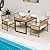 Tangkula 4 Piece Patio Dining Set, Outdoor Wood Dining Furniture W/ 2 Chairs & 1 Loveseat, 47” Acacia Wood Table W/Umbrella Hole, Cozy Seat Cushions, Outside Furniture Set for Backyard, Poolside