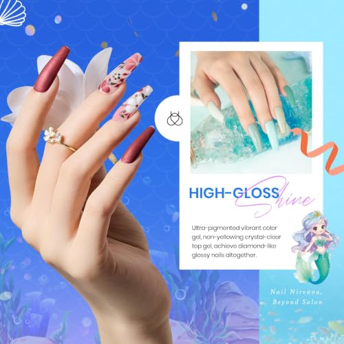 Image of Beetles Purple Gel Nail Polish Set, 20 Colors Mermaid Gel Polish | Blue Green Pink Purple Shimmer Glitter Mermaid Gel Polish Kit with Base Top Coat Soak off Uv Nail Art Spring Gifts for Women