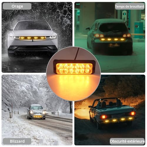 Lampe stroboscopique 12LEDs Justech 12/24V avec boîtier pour remorque et van