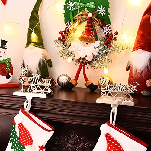 Yuokwer Set Of 2 Christmas Reindeer Stocking Hanger For Mantel，Metal Silver Deer Merry Christmas Stocking Holder For Fireplace And Christmas Party Decoration (Merry Christmas) #TOP7