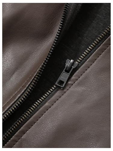 SOLY HUX Women's Zip Up Collared Faux Leather Motorcycle Jackets Causal Lightweight Oversized Outerwear Coat4