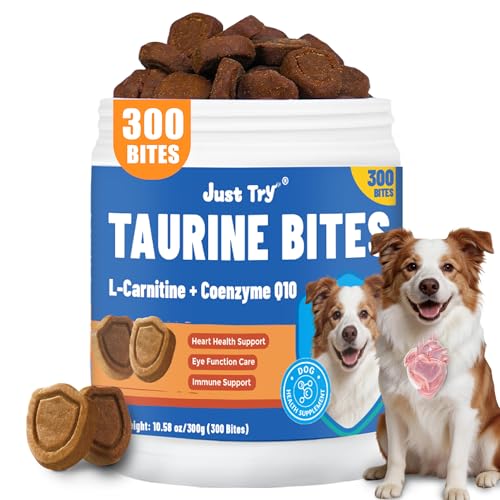 Just Try 10.58 OZ Taurine Supplement Coq10 for Dogs with L-Carnitine & Coenzyme Q10 Support Dog Heart Immune and Eyes Health