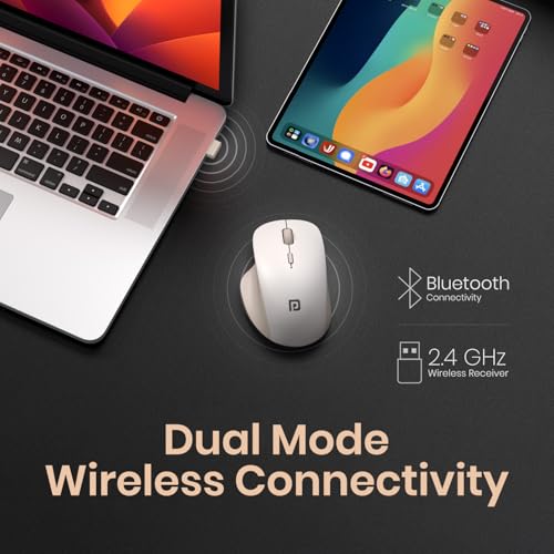 Image of Portronics ToadGo Wireless Rechargeable Bluetooth Mouse with Thumb Rest Support, (Bluetooth + 2.4 GHz) Connectivity, Rechargeable Battery, Adjustable Dpi, Noise-Free Clicking, Wide Compatibility