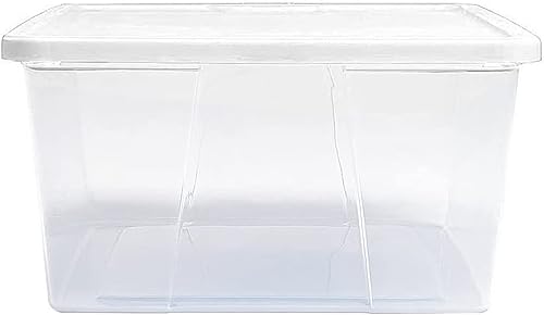 Vista 26 de Homz - Contenedores de plástico para almacenamiento, con tapas blancas, 6 cuartos de galón, transparentes, apilables Tapa azul,Tapa gris,Tapa blanca