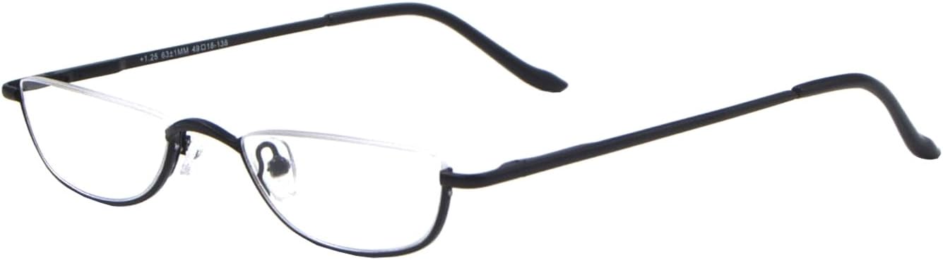 SIKAITE Portable Half Moon Reading Glasses for Men Women Round Readers (+1.50, Black)
