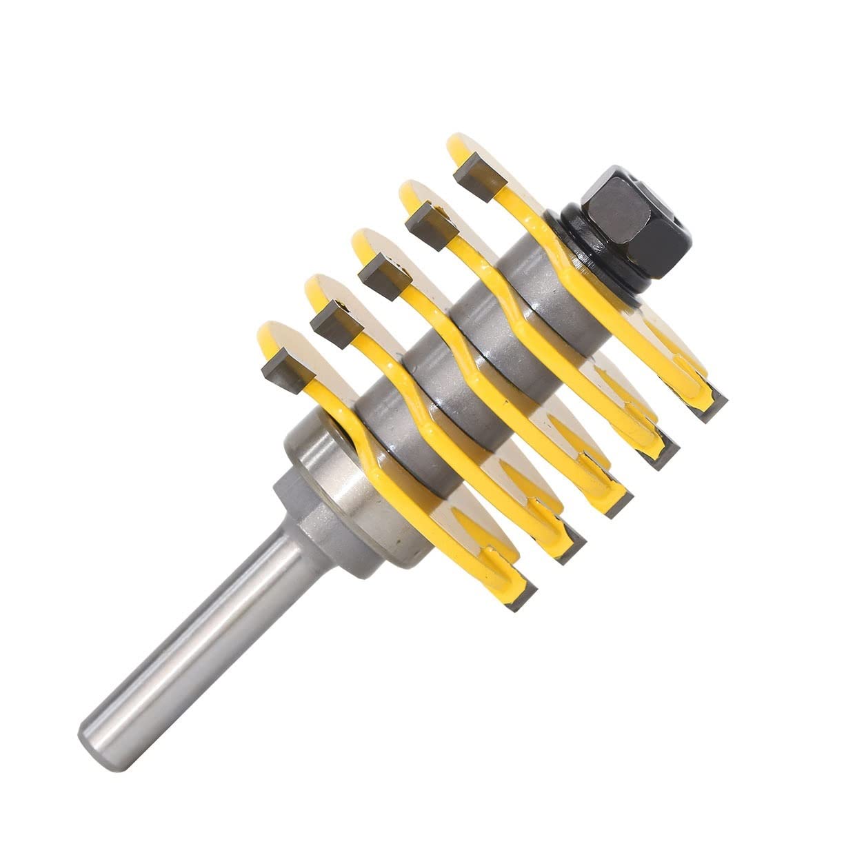 1Pc 8mm Shank 3 flet Anti-Kickback Design Box wspólne frezy regulowane 5 ostrze z węglika wolframu czop do drewna frezy narzędzia