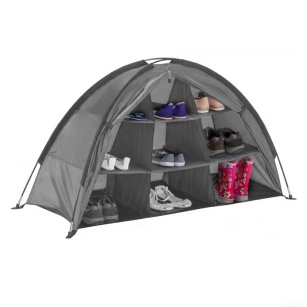 Camping-Schuh-Aufbewahrungs-Organizer, Zelt, tragbar, faltbar, 9 Regale, zusammenklappbar, Wohnmobil-Kleidung, Organizer für Zelte, Organisation, 