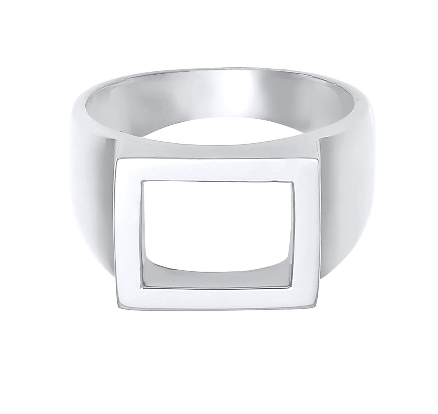 Kuzzoi Siegelring Herrenring poliert Bandring massiv (13 mm) 925 Silber | Markantes Schmuck Accessoire mit rechteckiger Oberfläche Ring für Männer in der Ringgröße 60–66
