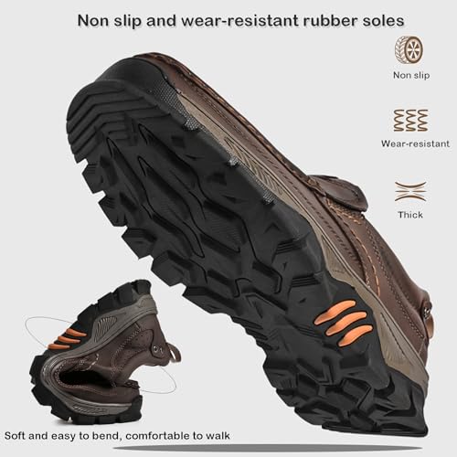 Men's Leather Slip On Loafers Shoes Non Slip Lightweight Comfortable Business Casual Comfortable Wide Width Working Shoes for Outdoor Hiking4