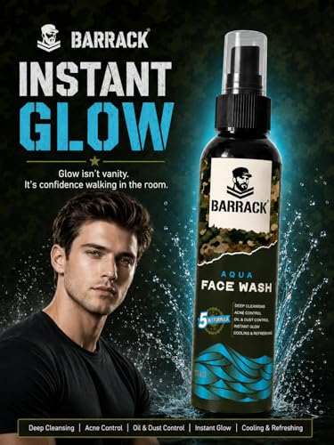 Image of Barrack Aqua Face Wash for Men, Acne & Pimple Control, Deep Cleansing, Oil & Dust Removal, Skin Brightening, Cooling & Refreshing, All Skin Types