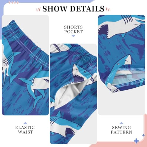 Lovely Shark Boys Long Pants Soft Trousers Elastic Waist Kids Lounge Bottoms with Pockets S-XL4