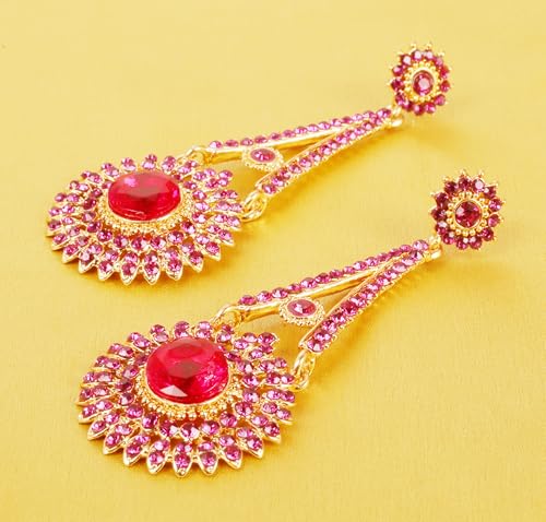 Touchstone Indian Bollywood Majestic Touch Rhinestone Victorian Theme Wedding or Evening Long Bridal Chandelier Designer Jewelry Earrings For Women.3