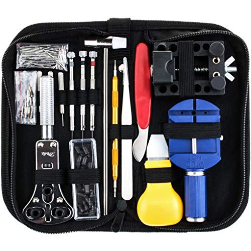 Preisvergleich Produktbild ELENXS 147PCS Uhr-Reparatur-Kit Professionelle Batteriewechsel Werkzeug Armbanduhr Band Set Multifunktions-Armbanduhr Werkzeuge Reparieren