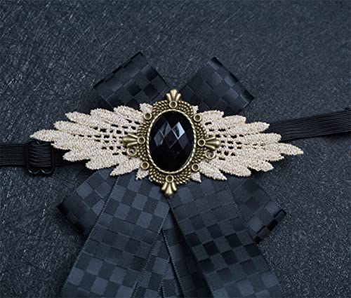 Black Bow Brooches For Men Women Self Tie Bow Tie Collar Pin Fashion Pretied Suits Neck Tie Bowknot Brooch For Suit Shirts (B Net Black) #TOP3