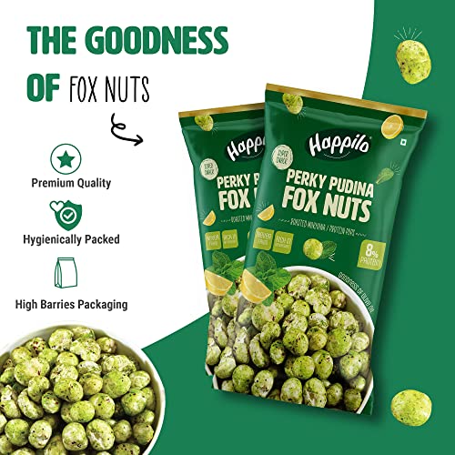 Image of Happilo Premium Super Snack Makhana Perky Pudina 25g, Roasted Foxnut Healthy Snack Low Calorie Gluten Free and Vegan