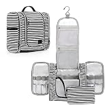 Reise-Kulturbeutel zum Aufhängen für Damen und Herren, wasserabweisend, Kosmetik-Make-up-Tasche, Kulturbeutel in voller Größe, mit Haken zum Aufhängen (Schwarz)