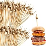 Eco-friendly Gold Wooden Ball Food Picks (Pack of 100) - Sustainable Skewers And Bamboo Picks for Charcuterie, Appetizers, & Cocktail Picks For Parties, Casual Dining & More, 3.5"