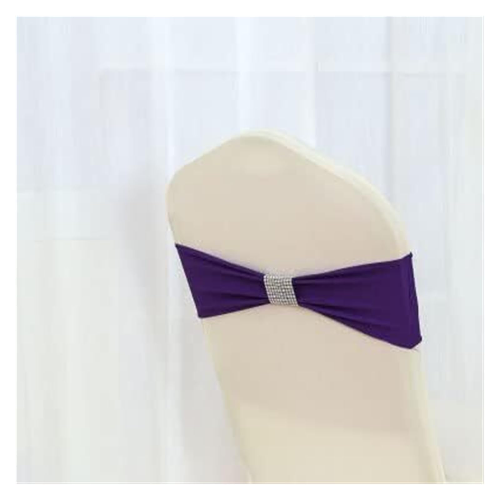 REcsdza chair sashes, Spandex Wedding Chair Sash Bow Tie Ribbon Bands Party Banquet Decoration With Shiny Belt(Purple)