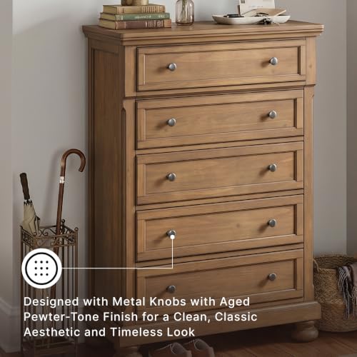 Image of Signature Design by Ashley Glarrison Wood 5 Drawer Tall Chest of Drawers