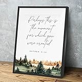 Canvas Paintings Wall Art,Esther 4:14 Perhaps This Is The Moment For Which You Were Created Bible Verse Wall Art Print Scripture Printable Christian Sign,12x16 Inch Framed Wall Art