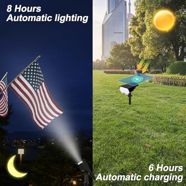 Solar Spot Lights Solar Flag Light Landscape Spotlights 2 Pack White Light