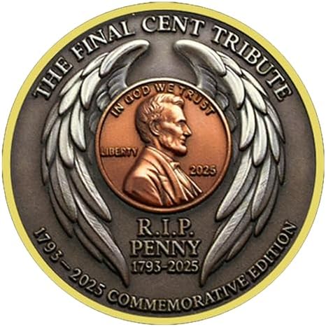 2025 The Last Cent Commemorative Coin, Lincoln Penny Final Issue Tribute 1793–2025, Double-Sided American Memorial Collectible Challenge Coin, 40mm Coin Collector Gift (Style 13-1pc) — 사진 5